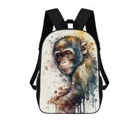 sinyumoney Monkey Watercolor Backpacks Kids School Backpack School Bag 3D Printed School Bag for Boys Elementary And Middle School Students 17inch