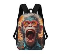 sinyumoney Monkey with Glasses Exploding in Color Backpack School Fashion Stationery Backpack Waterproof Casual Daypacks for Men, Women & Teenage Boys 17inch