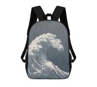 sinyumoney Monochromatic Ocean Wave Art Print Kids Backpacks Children Bag,Anime Bag,Large Capacity Kids Backpack, 3D Printed Children's,Student Schoolbag,Kids Boys Girls School Bag 17inch