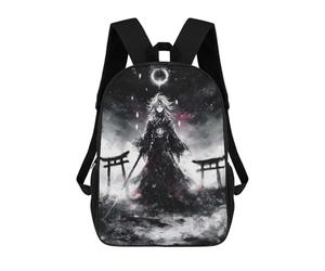 sinyumoney Monochrome Anime Character with Torii Gates 3D Printed Kids School Bag Rucksacks Children's School Fashion Casual Back Pack High Capacity Travel Book Bags Backpack for Kids 17inch