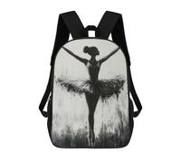 sinyumoney Monochrome Ballerina in Elegant Pose 3D Printed Children's School Backpack for Kids High Capacity Travel Rucksacks Book Bags Kids School Bag Back Pack 17inch