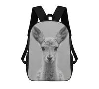 sinyumoney Monochrome Deer Portrait School Bag Backpack Teen Schoolbag 3D Printing Adjustable Schoolbag Fashion Pocket Bag for Kids Boys Girls Students And Teenagers Fans 17inch