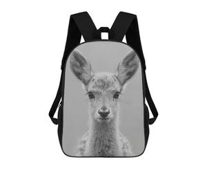 sinyumoney Monochrome Deer Portrait School Bag Backpack Teen Schoolbag 3D Printing Adjustable Schoolbag Fashion Pocket Bag for Kids Boys Girls Students And Teenagers Fans 17inch