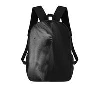 sinyumoney Monochrome Horse Portrait Backpack School Bag High Secondary School Bags Casual Backpack for Campus Outdoor Travel Sports 17inch