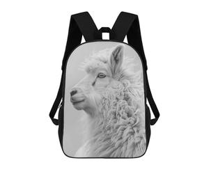 sinyumoney Monochrome Llama Portrait Ronaldo Backpack, Children's Backpack, Student School Bag, Book Bag, 3D Printed School Bag For Boys And Girls, 17inch