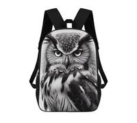 sinyumoney Monochrome Owl Portrait -1 Backpacks 3D Printed Kids School Backpack Outdoor Casual Daypack Fashion Casual Children Backpacks Cute Travel Bags 17inch