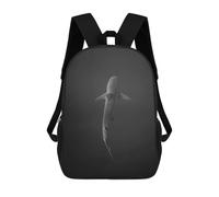 sinyumoney Monochrome Shark Swimming in Dark Water School Backpack Fashion Stationery Backpack Waterproof Casual Daypacks for Camping Outdoor Adventures And Daily Travel 17inch