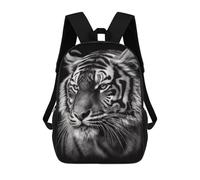 sinyumoney Monochrome Tiger Portrait 3D Printed Children's School Backpack for Kids Travel Rucksacks Book Bags Kids School Bag 17inch