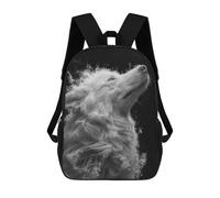 sinyumoney Monochrome Wolf Portrait Backpack School Lightweight Casual Daypack School Backpacks for Boys/Girls/Teenagers 17inch