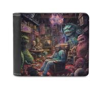 sinyumoney Monster Collector's Lair 3D Print PU Men's Leather Wallet Use Holds Bills Leather RFID Slim Elegant Wallets 11.7cm*9.5cm
