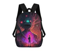 sinyumoney Monster Encounter in Dark Forest 3D Printed Children's School Backpack for Kids High Capacity Travel Rucksacks Book Bags Kids School Bag Back Pack 17inch