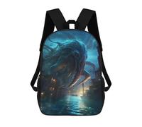 sinyumoney Monster in The City School Backpack for Girls Backpack Water Repellent Casual Daypack Lightweight Rucksack Boy Girl School Backpack 17inch