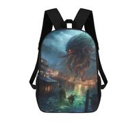 sinyumoney Monster in The Cityscape Rucksacks 3D Printed Children Backpacks Fashion Casual Daypack Cute Travel Bags Outdoor Casual Daypack for Boy And Girl 17inch