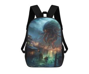 sinyumoney Monster in The Cityscape Rucksacks 3D Printed Children Backpacks Fashion Casual Daypack Cute Travel Bags Outdoor Casual Daypack for Boy And Girl 17inch