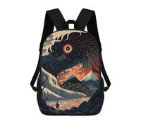 sinyumoney Monster Tsunami Volcano Cityscape Rucksack Rucksack Casual Daypacks School Work Travel Bag- Perfect for Travel, Work And Daily Use 17inch