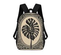 sinyumoney Monstera Leaf Art Nouveau Illustration School Bags Lightweight Airport College Students Back Pack for School/Work/Travel 17inch