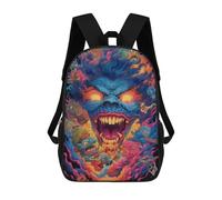 sinyumoney Monstrous Chaos A Fiery Fantasy Kids Backpack,School Backpack Kids School Bag 3D Printed Cartoon Large Capacity Backpack for Kids Boys And Girls 17inch