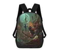sinyumoney Monstrous Creatures Under The Moonlit Sky Kids School Backpack School Bag 3D Printed School Bag for Boys Elementary And Middle School Students 17inch