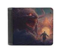 sinyumoney Monstrous Encounter A Man Faces an Epic Beast 3D Print PU Leather Wallet Multiple Slots Leather RFID Banknote Compartments Minimalist Style Wallets 11.7cm*9.5cm