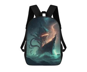 sinyumoney Monstrous Sea Beast Attacking Ship School Bags Rucksack Casual Daypacks School Work Travel Bag for Men, Women & Teenage Boys 17inch
