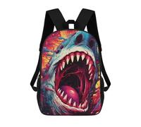 sinyumoney Monstrous Shark Artwork Backpack School Bag Large School Backpack for Boys for Camping Outdoor Adventures And Daily Travel 17inch