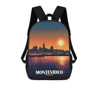 sinyumoney Montevideo Uruguay Cityscape at Night School Backpack 3D Printed School Bags Boys Girls Laptop Backpack for Kids/Students/Adults 17inch