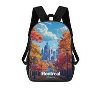 sinyumoney Montreal Canada Autumn Cityscape Illustration Children's Backpacks School Backpack 3D Printed Backpack for Kids Travel Rucksacks Book Bags Kids School Bag 17inch