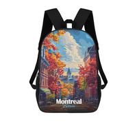 sinyumoney Montreal Canada Autumn Cityscape School Bag Backpack Teen Schoolbag 3D Printing Adjustable Schoolbag Fashion Pocket Bag for Kids Boys Girls Students And Teenagers Fans 17inch