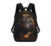 sinyumoney Moody Wolf Magical Candle Children's School Backpack 3D Printed for Kids Travel Rucksacks Book Bags Kids School Bag 17inch