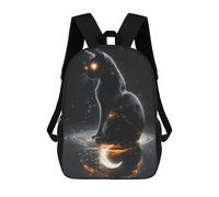 sinyumoney Moon Black Cat 3D Printed Children's School Backpack for Kids High Capacity Travel Rucksacks Book Bags Kids School Bag Back Pack 17inch