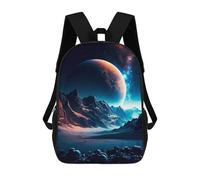 sinyumoney Moon Blue Backpacks Kids School Backpack Fashion School Bag 3D Printed School Bag for Boys Elementary And Middle School Students 17inch