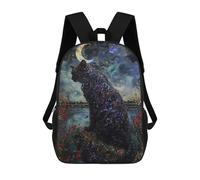 sinyumoney Moonlight Gemstone Cat 17inch School Bag 3D Printed Children's School Backpack Casual Fashion Travel Backpacks for Kids School Students