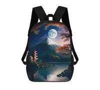 sinyumoney Moonlight Nature Japanese Backpack 3D Printed Children's School Backpack for Kids High Capacity Travel Rucksacks Book Bags Kids School Bag Back Pack 17inch