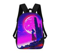 sinyumoney Moonlight Pink 3D Printed Children's School Backpack for Kids Travel Rucksacks Book Bags Kids School Bag 17inch