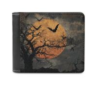 sinyumoney Moonlit Bats and Bare Trees 3D Print Men's Wallet Credit Card Slots Slots Note Section Modern Style Purse Craftsmanship Gifts 11.7cm*9.5cm