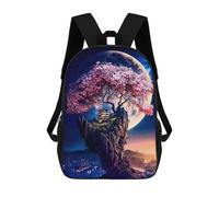 sinyumoney Moonlit Blossom Tree Kids School Backpack 3D Printed Backpacks Fashion School Bag Rucksacks for Boys Elementary And Middle School Students 17inch