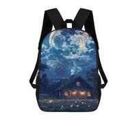 sinyumoney Moonlit Cabin Scene-1 Children's Backpacks School Backpack 3D Printed for Kids Travel Rucksacks Book Bags Kids 17inch School Bag