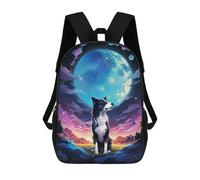sinyumoney Moonlit Canine Backpack School Bag Water Resistant School Bag Business Backpack - Perfect for Travel, Work And Daily Use 17inch