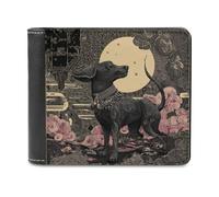 sinyumoney Moonlit Canine Dreams 3D Print Men's Wallet Holds Bills Credit Banknote Compartments Slim Elegant Purse Everyday Use 11.7cm*9.5cm