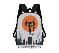 sinyumoney Moonlit Curse - Black Cat Halloween Art Rucksack Lightweight Casual Daypack School Backpacks for School/Work/Travel 17inch