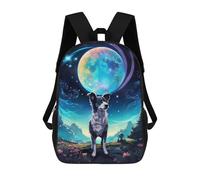 sinyumoney Moonlit Dog Voyager Backpacks 3D Printed 17inch Kids School Backpack Outdoor Casual Daypack Casual Travel Bags for Middle School Students