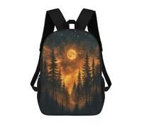 sinyumoney Moonlit Forest Night Sky Backpacks Kids 17inch School Backpack School Bag 3D Printed School Bag for Boys Elementary And Middle School Students
