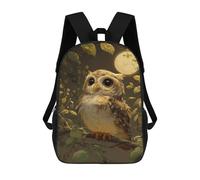 sinyumoney Moonlit Forest Owl Print Children's Backpack School Bag for Adult And Kids Travel Daypack 17inch