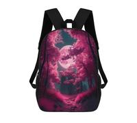 sinyumoney Moonlit Forest Path Backpacks Kids Student Schoolbag,3D Printed Backpacks,Elementary And Middle School Students Backpacks for Boys Girls 17inch