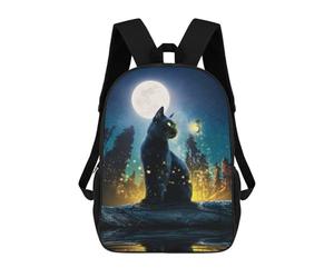 sinyumoney Moonlit Forest Whiskers Backpack School Water Resistant Computer Rucksack for Men/Women 17inch