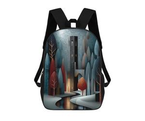 sinyumoney Moonlit Fortress by The Serene Stream School Backpack Business Laptop Rucksack Bag Unisex Casual Daypack for Boys/Girls/Teenagers 17inch