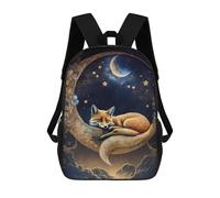 sinyumoney Moonlit Fox Dreams Kids Backpack,School Backpack Kids School Bag 3D Printed Cartoon Large Capacity Backpack for Kids Boys And Girls 17inch