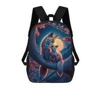 sinyumoney Moonlit Fox Family Embrace Backpack School Lightweight Casual Daypack School Backpacks for Boys/Girls/Teenagers 17inch