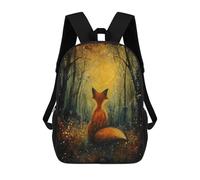 sinyumoney Moonlit Fox Magic Children's School Backpack 3D Printed for Kids Travel Rucksacks Book Bags Kids School Bag 17inch
