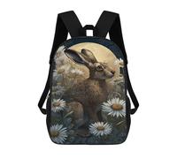 sinyumoney Moonlit Garden Hare Kids Backpacks Children Bag,Anime Bag,Large Capacity Kids Backpack, 3D Printed Children's,Student Schoolbag,Kids Boys Girls School Bag 17inch